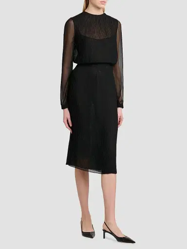 Tom Ford Women's Sheer Stripe Blouson Midi Dress | Thumbnail 2 Tom Ford Women's Sheer Stripe Blouson Midi Dress | Thumbnail 2