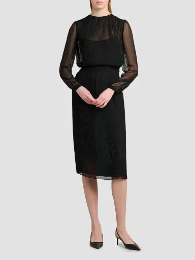 Tom Ford Women's Sheer Stripe Blouson Midi Dress | Thumbnail 3 Tom Ford Women's Sheer Stripe Blouson Midi Dress | Thumbnail 3