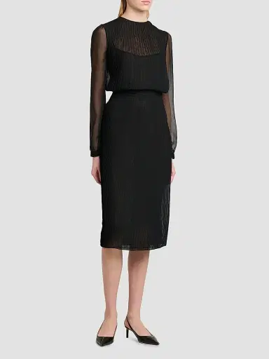 Tom Ford Women's Sheer Stripe Blouson Midi Dress | Thumbnail 4 Tom Ford Women's Sheer Stripe Blouson Midi Dress | Thumbnail 4