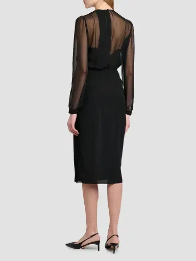 Tom Ford Women's Sheer Stripe Blouson Midi Dress | Thumbnail 5 Tom Ford Women's Sheer Stripe Blouson Midi Dress | Thumbnail 5