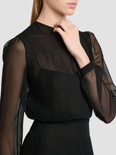 Tom Ford Women's Sheer Stripe Blouson Midi Dress | Thumbnail 6 Tom Ford Women's Sheer Stripe Blouson Midi Dress | Thumbnail 6
