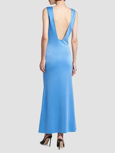 Tom Ford Women's Satin Plunge V-Neck Midi Dress - Porcelain Blue - Size 10 | Thumbnail 5 Tom Ford Women's Satin Plunge V-Neck Midi Dress - Porcelain Blue - Size 10 | Thumbnail 5