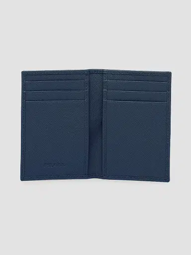 Prada Men's Saffiano Leather Card Holder - Dark Blue | Thumbnail 2 Prada Men's Saffiano Leather Card Holder - Dark Blue | Thumbnail 2
