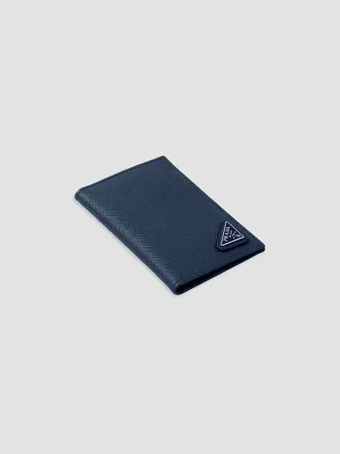 Prada Men's Saffiano Leather Card Holder - Dark Blue | Thumbnail 4 Prada Men's Saffiano Leather Card Holder - Dark Blue | Thumbnail 4
