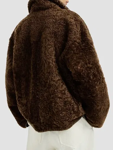 Brunello Cucinelli Women's Fuzzy Shearling Reversible Outerwear Coat with Monili - Chocolate | Thumbnail 3 Brunello Cucinelli Women's Fuzzy Shearling Reversible Outerwear Coat with Monili - Chocolate | Thumbnail 3