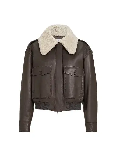Brunello Cucinelli Women's Polished Nappa Leather Aviator Coat - Coffee | Thumbnail 1 Brunello Cucinelli Women's Polished Nappa Leather Aviator Coat - Coffee | Thumbnail 1
