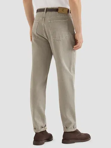 Brunello Cucinelli Men's Garment-Dyed Denim Iconic Fit Five-Pocket Jeans - Brown | Thumbnail 3 Brunello Cucinelli Men's Garment-Dyed Denim Iconic Fit Five-Pocket Jeans - Brown | Thumbnail 3