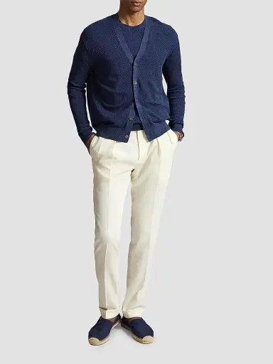 Polo Ralph Lauren Men's Linen V-Neck Cardigan - Newport Navy | Thumbnail 2 Polo Ralph Lauren Men's Linen V-Neck Cardigan - Newport Navy | Thumbnail 2