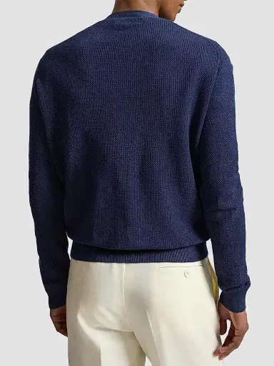 Polo Ralph Lauren Men's Linen V-Neck Cardigan - Newport Navy | Thumbnail 3 Polo Ralph Lauren Men's Linen V-Neck Cardigan - Newport Navy | Thumbnail 3