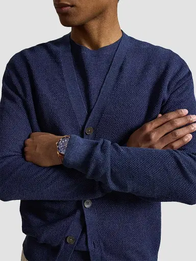 Polo Ralph Lauren Men's Linen V-Neck Cardigan - Newport Navy | Thumbnail 5 Polo Ralph Lauren Men's Linen V-Neck Cardigan - Newport Navy | Thumbnail 5