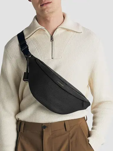 MAISON de SABRÉ Large Leather Sling Bag - Black Caviar | Thumbnail 3 MAISON de SABRÉ Large Leather Sling Bag - Black Caviar | Thumbnail 3