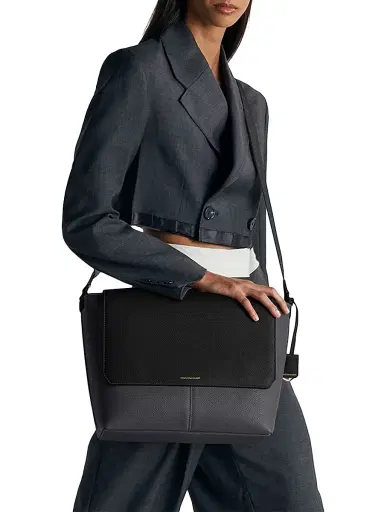 Maison de Sabre Leather Flaire Messenger Bag - Graphite Caviar | Thumbnail 3 Maison de Sabre Leather Flaire Messenger Bag - Graphite Caviar | Thumbnail 3