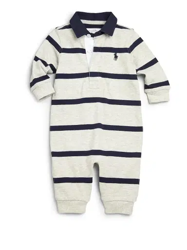 Polo Ralph Lauren Baby's Striped Coverall - Grey | Thumbnail 2 Polo Ralph Lauren Baby's Striped Coverall - Grey | Thumbnail 2