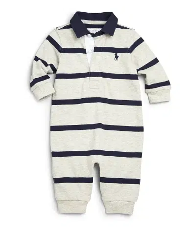 Polo Ralph Lauren Baby's Striped Coverall - Grey | Thumbnail 1 Polo Ralph Lauren Baby's Striped Coverall - Grey | Thumbnail 1
