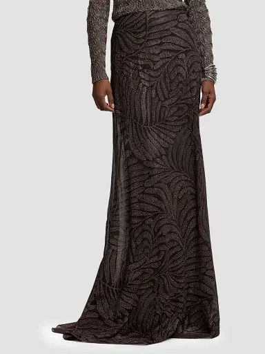 Ralph Lauren Collection Women's Masina Foiled Leaf Chiffon Skirt - Espresso Multi | Thumbnail 3 Ralph Lauren Collection Women's Masina Foiled Leaf Chiffon Skirt - Espresso Multi | Thumbnail 3