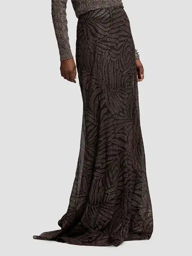 Ralph Lauren Collection Women's Masina Foiled Leaf Chiffon Skirt - Espresso Multi | Thumbnail 4 Ralph Lauren Collection Women's Masina Foiled Leaf Chiffon Skirt - Espresso Multi | Thumbnail 4