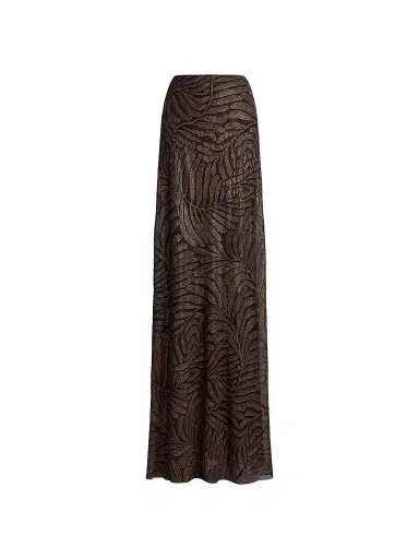 Ralph Lauren Collection Women's Masina Foiled Leaf Chiffon Skirt - Espresso Multi | Thumbnail 1 Ralph Lauren Collection Women's Masina Foiled Leaf Chiffon Skirt - Espresso Multi | Thumbnail 1