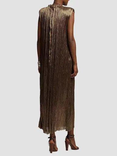 Ralph Lauren Collection Women's Virna Pleated Lamé Cocktail Dress - Antique Bronze | Thumbnail 5 Ralph Lauren Collection Women's Virna Pleated Lamé Cocktail Dress - Antique Bronze | Thumbnail 5