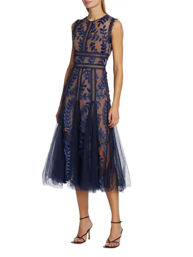 Bronx and Banco Women's Saba Embroidered Mesh Midi-Dress - Navy | Thumbnail 2 Bronx and Banco Women's Saba Embroidered Mesh Midi-Dress - Navy | Thumbnail 2
