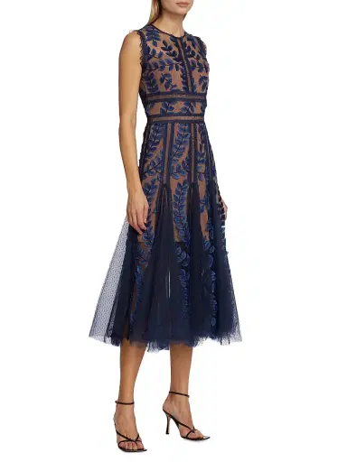 Bronx and Banco Women's Saba Embroidered Mesh Midi-Dress - Navy | Thumbnail 4 Bronx and Banco Women's Saba Embroidered Mesh Midi-Dress - Navy | Thumbnail 4