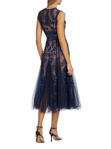 Bronx and Banco Women's Saba Embroidered Mesh Midi-Dress - Navy | Thumbnail 5 Bronx and Banco Women's Saba Embroidered Mesh Midi-Dress - Navy | Thumbnail 5