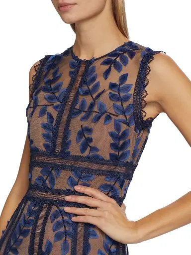 Bronx and Banco Women's Saba Embroidered Mesh Midi-Dress - Navy | Thumbnail 6 Bronx and Banco Women's Saba Embroidered Mesh Midi-Dress - Navy | Thumbnail 6
