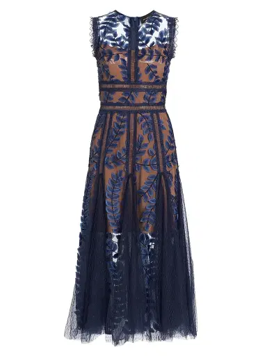 Bronx and Banco Women's Saba Embroidered Mesh Midi-Dress - Navy | Thumbnail 1 Bronx and Banco Women's Saba Embroidered Mesh Midi-Dress - Navy | Thumbnail 1