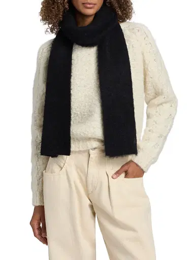 Isabel Marant Women's Peliz Alpaca-Blend Scarf - Black | Thumbnail 2 Isabel Marant Women's Peliz Alpaca-Blend Scarf - Black | Thumbnail 2