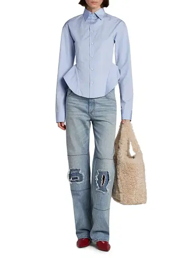 Stella McCartney Women's Basque Cotton Poplin Shirt - Sky Blue | Thumbnail 2 Stella McCartney Women's Basque Cotton Poplin Shirt - Sky Blue | Thumbnail 2