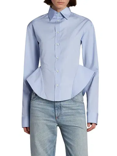 Stella McCartney Women's Basque Cotton Poplin Shirt - Sky Blue | Thumbnail 3 Stella McCartney Women's Basque Cotton Poplin Shirt - Sky Blue | Thumbnail 3