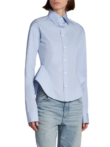 Stella McCartney Women's Basque Cotton Poplin Shirt - Sky Blue | Thumbnail 4 Stella McCartney Women's Basque Cotton Poplin Shirt - Sky Blue | Thumbnail 4