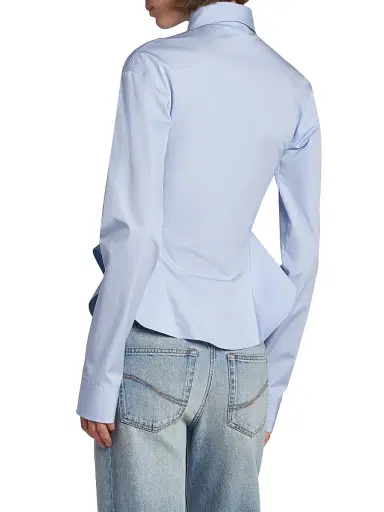 Stella McCartney Women's Basque Cotton Poplin Shirt - Sky Blue | Thumbnail 5 Stella McCartney Women's Basque Cotton Poplin Shirt - Sky Blue | Thumbnail 5