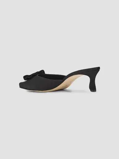 Manolo Blahnik Women's Caulon 50MM Satin Velvet-Trimmed Mules - Black | Thumbnail 4 Manolo Blahnik Women's Caulon 50MM Satin Velvet-Trimmed Mules - Black | Thumbnail 4