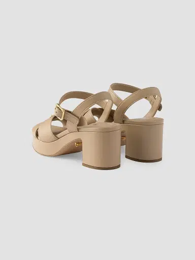 Prada Women's Nappa Leather Platform Sandals - Beige Khaki - Size 11 | Thumbnail 3 Prada Women's Nappa Leather Platform Sandals - Beige Khaki - Size 11 | Thumbnail 3