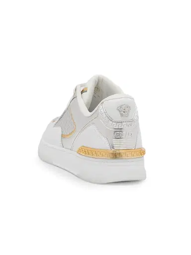 Versace Men's Laminated Leather Sneakers - White Silver - Size 14 | Thumbnail 3 Versace Men's Laminated Leather Sneakers - White Silver - Size 14 | Thumbnail 3