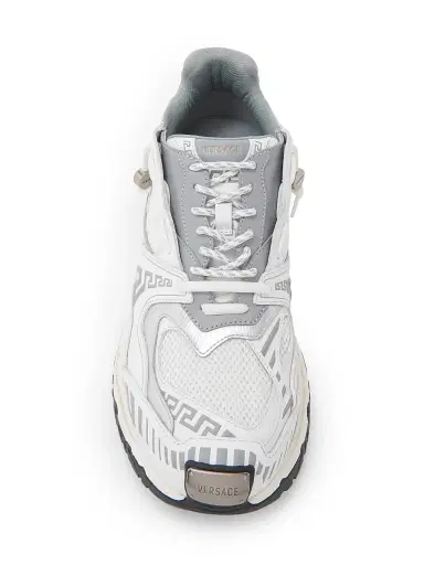 Versace Men's La Greca Leather & Mesh Low-Top Sneakers - White Silver - Size 13 | Thumbnail 5 Versace Men's La Greca Leather & Mesh Low-Top Sneakers - White Silver - Size 13 | Thumbnail 5