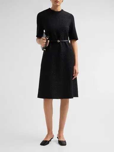 Fabiana Filippi Women's Sequined Virgin Wool-Blend Belted Knee-Length Dress - Nero | Thumbnail 2 Fabiana Filippi Women's Sequined Virgin Wool-Blend Belted Knee-Length Dress - Nero | Thumbnail 2