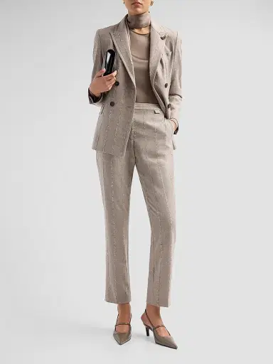 Fabiana Filippi Women's Striped Virgin Wool-Blend Double-Breasted Blazer | Thumbnail 2 Fabiana Filippi Women's Striped Virgin Wool-Blend Double-Breasted Blazer | Thumbnail 2