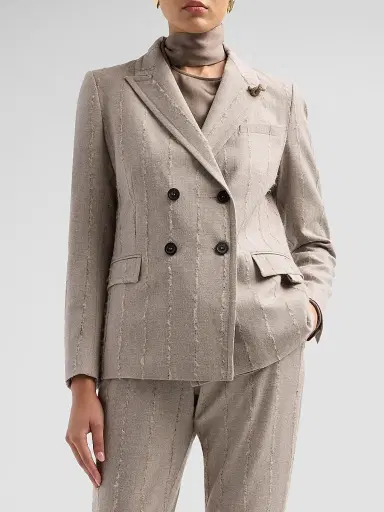 Fabiana Filippi Women's Striped Virgin Wool-Blend Double-Breasted Blazer | Thumbnail 4 Fabiana Filippi Women's Striped Virgin Wool-Blend Double-Breasted Blazer | Thumbnail 4