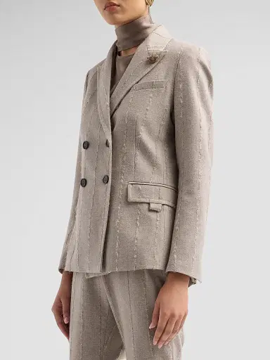 Fabiana Filippi Women's Striped Virgin Wool-Blend Double-Breasted Blazer | Thumbnail 5 Fabiana Filippi Women's Striped Virgin Wool-Blend Double-Breasted Blazer | Thumbnail 5