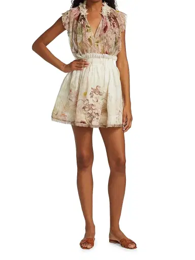 Zimmermann Women's Dancer Silk Floral Flutter Tank - Alabaster Garden Floral | Thumbnail 2 Zimmermann Women's Dancer Silk Floral Flutter Tank - Alabaster Garden Floral | Thumbnail 2