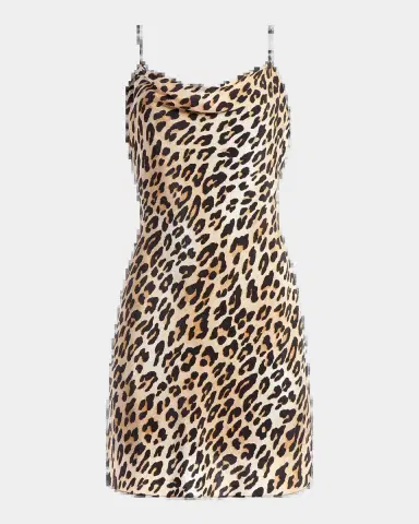 ALICE + OLIVIA Harmony Leopard Draped Mini Slipdress | Thumbnail 2 ALICE + OLIVIA Harmony Leopard Draped Mini Slipdress | Thumbnail 2