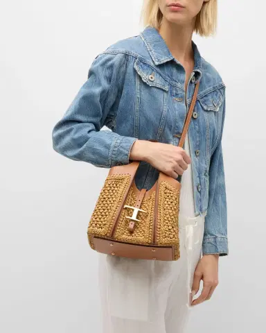 Tod 's Mini Raffia T Timeless Tote Shopping Bag | Thumbnail 2 Tod 's Mini Raffia T Timeless Tote Shopping Bag | Thumbnail 2