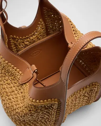 Tod 's Mini Raffia T Timeless Tote Shopping Bag | Thumbnail 3 Tod 's Mini Raffia T Timeless Tote Shopping Bag | Thumbnail 3