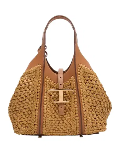 Tod 's Mini Raffia T Timeless Tote Shopping Bag | Thumbnail 1 Tod 's Mini Raffia T Timeless Tote Shopping Bag | Thumbnail 1