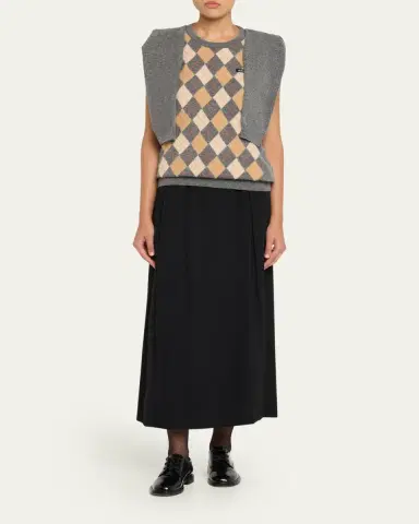 HODAKOVA Argyle Knitted Draped-Sleeve Sweater Vest | Thumbnail 2 HODAKOVA Argyle Knitted Draped-Sleeve Sweater Vest | Thumbnail 2