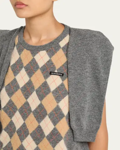 HODAKOVA Argyle Knitted Draped-Sleeve Sweater Vest | Thumbnail 5 HODAKOVA Argyle Knitted Draped-Sleeve Sweater Vest | Thumbnail 5