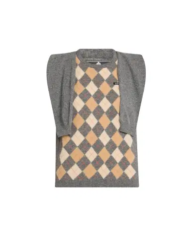 HODAKOVA Argyle Knitted Draped-Sleeve Sweater Vest | Thumbnail 1 HODAKOVA Argyle Knitted Draped-Sleeve Sweater Vest | Thumbnail 1