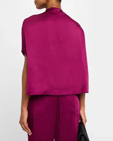 Lapointe Mock-Neck Satin Cape T-Shirt | Thumbnail 3 Lapointe Mock-Neck Satin Cape T-Shirt | Thumbnail 3