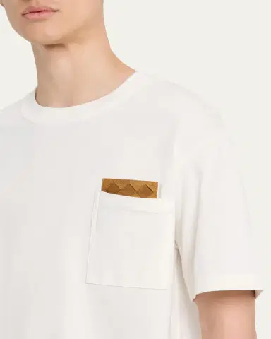 Bottega Veneta Men's Pima Cotton Jersey Intrecciato-Pocket T-Shirt | Thumbnail 5 Bottega Veneta Men's Pima Cotton Jersey Intrecciato-Pocket T-Shirt | Thumbnail 5
